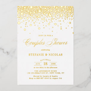 Invitation En Aluminium Véritable Huile d'Or Confetti Dots Couples Douche