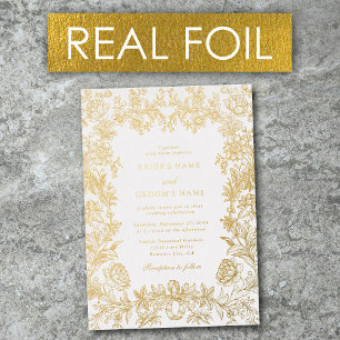Invitation En Aluminium Véritable huile d'or Élégant Mariage floral