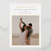 Invitation En Aluminium Véritable huile | Moderne Boho Simple 2 Mariage ph (Recto)