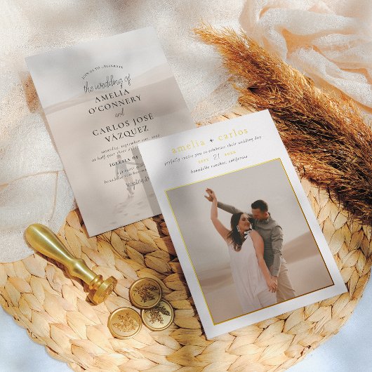 Invitation En Aluminium Véritable huile | Moderne Boho Simple 2 Mariage ph