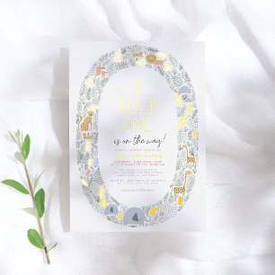 Invitation En Aluminium Véritable huile   Un Baby shower sauvage pour anim