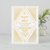 Invitation En Aluminium Véritable Mariage de forme de cerf-volant géométri (Debout devant)