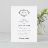 Invitation En Aluminium Véritable Mariage de monogramme de couronne argent (Debout devant)