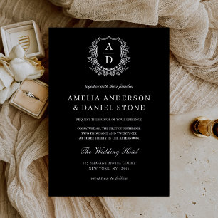 Invitation En Aluminium Véritable Mariage de Monogramme de poitrine argent