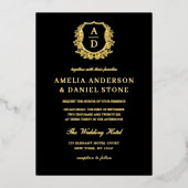 Invitation En Aluminium Véritable Mariage de monogramme de poitrine d'or (Recto)