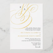Invitation En Aluminium Véritable Mariage de Monogramme Élégant de l'huile (Recto)