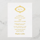 Invitation En Aluminium Véritable Mariage Monogramme Élégant de couronne d (Recto)