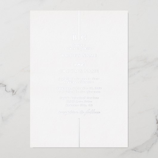 Invitation En Aluminium Véritable Mariage Monogramme Élégant minimal (Recto)