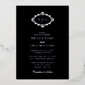 Invitation En Aluminium Véritable Mariage noir Elégant à la couronne d'hui (Recto)