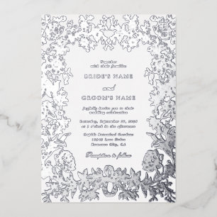 Invitation En Aluminium Véritable Mariage végétal en argent élégant