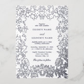 Invitation En Aluminium Véritable Mariage végétal en argent élégant (Recto)