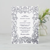 Invitation En Aluminium Véritable Mariage végétal en argent élégant (Debout devant)