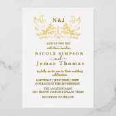 Invitation En Aluminium Véritable monogramme de couronne de oiseaux élégan (Recto)