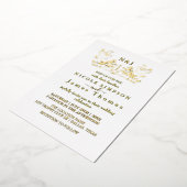 Invitation En Aluminium Véritable monogramme de couronne de oiseaux élégan (Rotation)