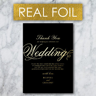 Invitation En Aluminium Véritable or feuille luxe mariage noir remerciemen