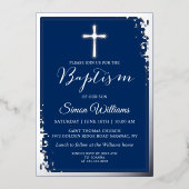 Invitation En Aluminium Véritable Parties scintillant Argent Marine Bleu G (Recto)
