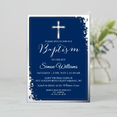 Invitation En Aluminium Véritable Parties scintillant Argent Marine Bleu G (Debout devant)