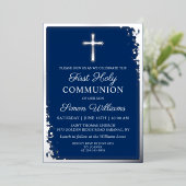 Invitation En Aluminium Véritable Parties scintillant d'argent Foil Marine (Debout devant)