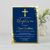 Invitation En Aluminium Véritable Parties scintillant d'or Foil Marine Ble (Debout devant)