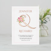 Invitation En Aluminium Véritable rose d'ampersand en feuille d'or, roses  (Debout devant)