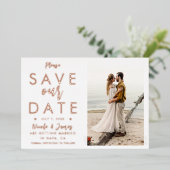 Invitation En Aluminium Véritable Rose Foil Gold Enregistrer la date Fianç (Debout devant)