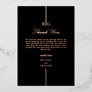 Invitation En Aluminium Véritable Rose Gold Foil Black Mariage Merci