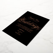 Invitation En Aluminium Véritable Rose Gold Foil Black Mariage Merci (Rotation)