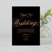 Invitation En Aluminium Véritable Rose Gold Foil Black Mariage Merci (Debout devant)
