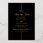 Invitation En Aluminium Véritable Rose Gold Foil Black Wedding Enregistrer (Recto)
