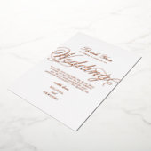 Invitation En Aluminium Véritable Rose Gold Foil Blanc Mariage Merci (Rotation)