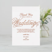 Invitation En Aluminium Véritable Rose Gold Foil Blanc Mariage Merci (Debout devant)