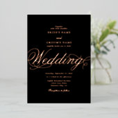 Invitation En Aluminium Véritable Rose Gold Foil Classy Mariage noir de lu (Debout devant)