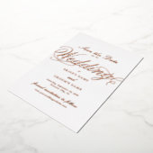 Invitation En Aluminium Véritable Rose Gold Foil Mariage Blanc Enregistrer (Rotation)