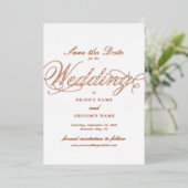 Invitation En Aluminium Véritable Rose Gold Foil Mariage Blanc Enregistrer (Debout devant)