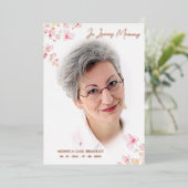 Invitation En Aluminium Véritable Rose Gold Photo Botanique Rose Branches (Debout devant)