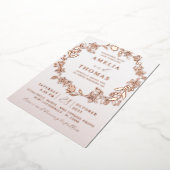 Invitation En Aluminium Véritable Rose or Floral Mariage de couronne (Rotation)