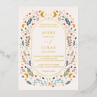 Véritable Vintage d'or Mystical Floral Mariage