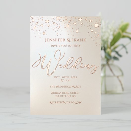 Invitation En Aluminium Véritable Zones d'huile d'or Moderne Pearlescent É (Debout devant)