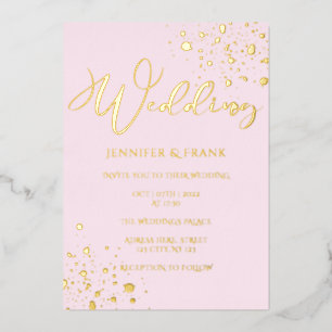 Invitation En Aluminium Véritables taches de feuille d'or Moderne Rose Élé