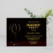 Invitation En Aluminium Verre Vin Moderne Gold Texte Partie (Debout devant)