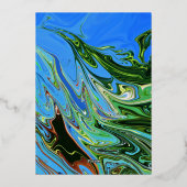 Invitation En Aluminium Vert bleu minimal Abstrait peinture Mariage or (Verso)