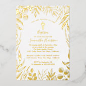 Invitation En Aluminium Vert Botanique Élégant Genre Baptême Neutre (Recto)