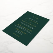 Invitation En Aluminium Vert émeraude Luxe Monogramme Code QR Mariage Or (Rotation)