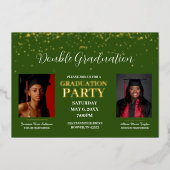 Invitation En Aluminium Vert et or Double Graduation or (Recto)