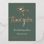 Invitation En Aluminium Vert forestier minimal Mariage floral Merci (Recto)