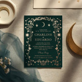 Invitation En Aluminium Vert forêt Orné Céleste Mariage