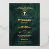 Invitation En Aluminium Vert Gold catholique Mariage élégant Formal modern (Recto)