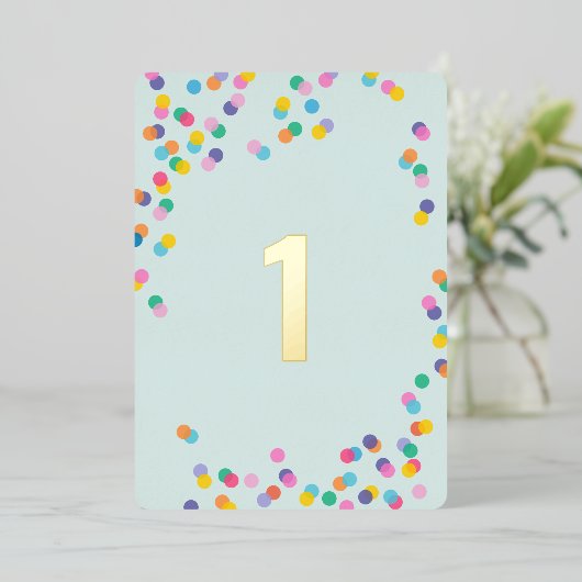 Invitation En Aluminium Vert Menthe Fille Premier Anniversaire Confettis O (Debout devant)