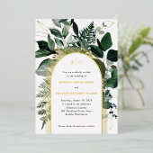 Invitation En Aluminium Vert moderne Feuillage botanique Mariage Invitatio (Debout devant)