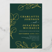 Invitation En Aluminium Vert moderne Vert simple Or (Recto)